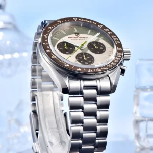 New Light Tan Retro Quartz Watch For Men Sports Chronograph - Thumbnail Image 4