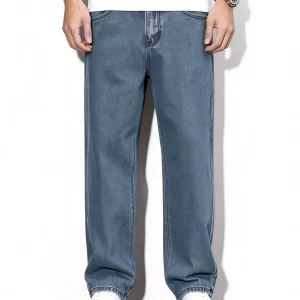 Men'S Straight Leg Denim Pants, Men'S Classic Design Jeans, Versatile for All Seasons - Thumbnail Image 3