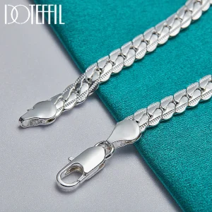Sterling Silver 6mm Flat Side Chain Bracelet 18-20cm Adjustable Lobster Clasp - Thumbnail Image 5