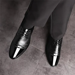 Men's Dress Shoes Business Oxfords Patent Leather Dress Shoes - Thumbnail Image 4