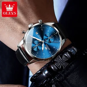 Original Men's Watches Luxury Top Brand Leather Strap Quartz Male WirstWatch Waterproof Date Business Quartz Watch for Man - Thumbnail Image 2