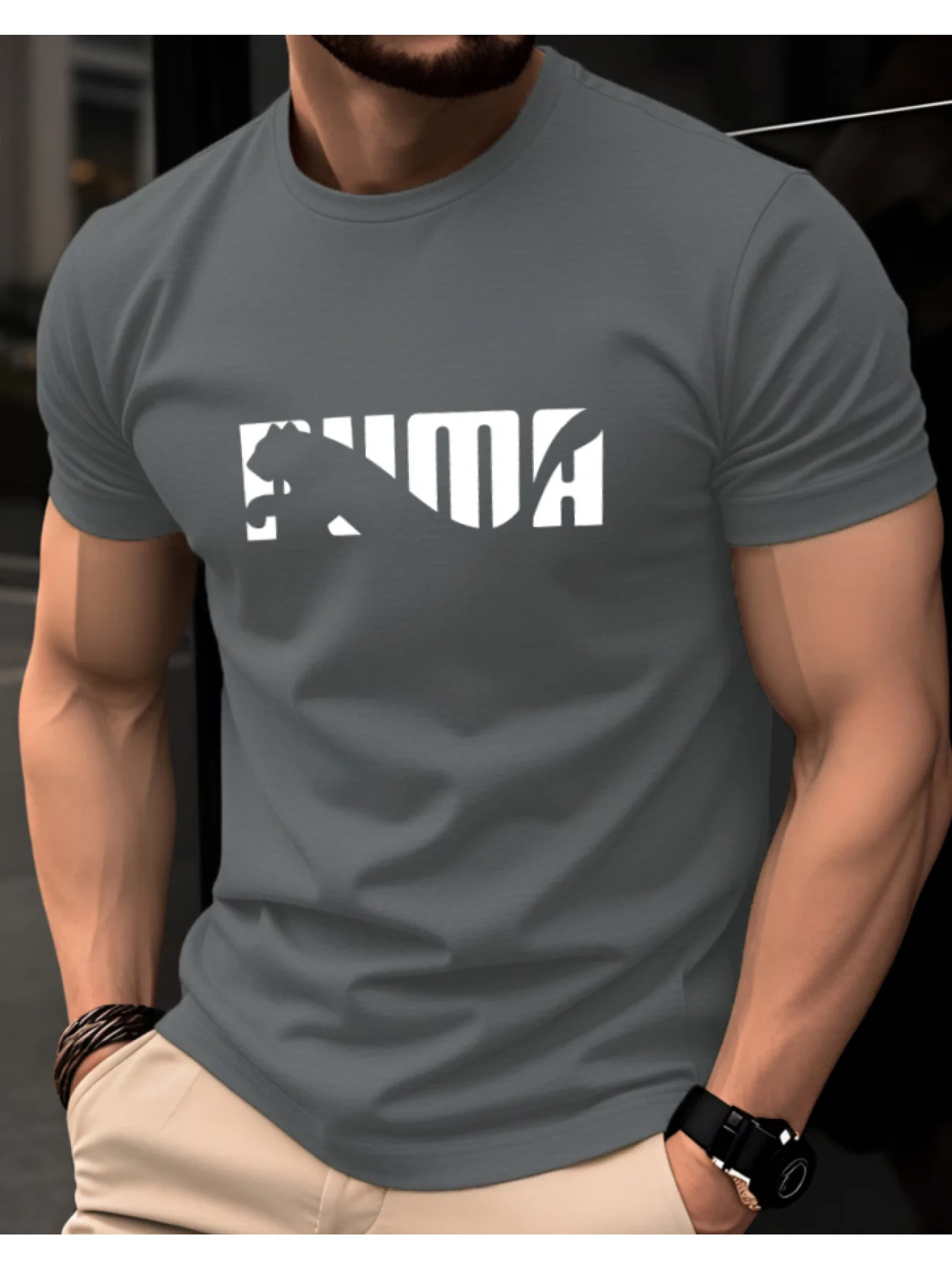 Men's Summer 100% Pure Cotton Casual Fashionable  Short Sleeved T-Shirt - Image 1