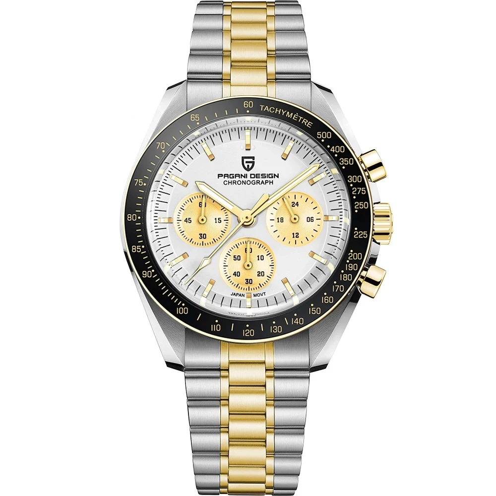 New Light Tan Retro Quartz Watch For Men Sports Chronograph - Image 15