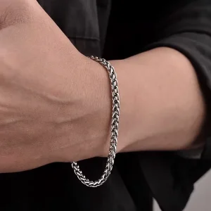 3mm 925 Sterling Silver Wheat Chain Bracelet - Thumbnail Image 6