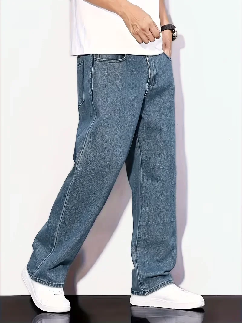 Men'S Straight Leg Denim Pants, Men'S Classic Design Jeans, Versatile for All Seasons - Image 4