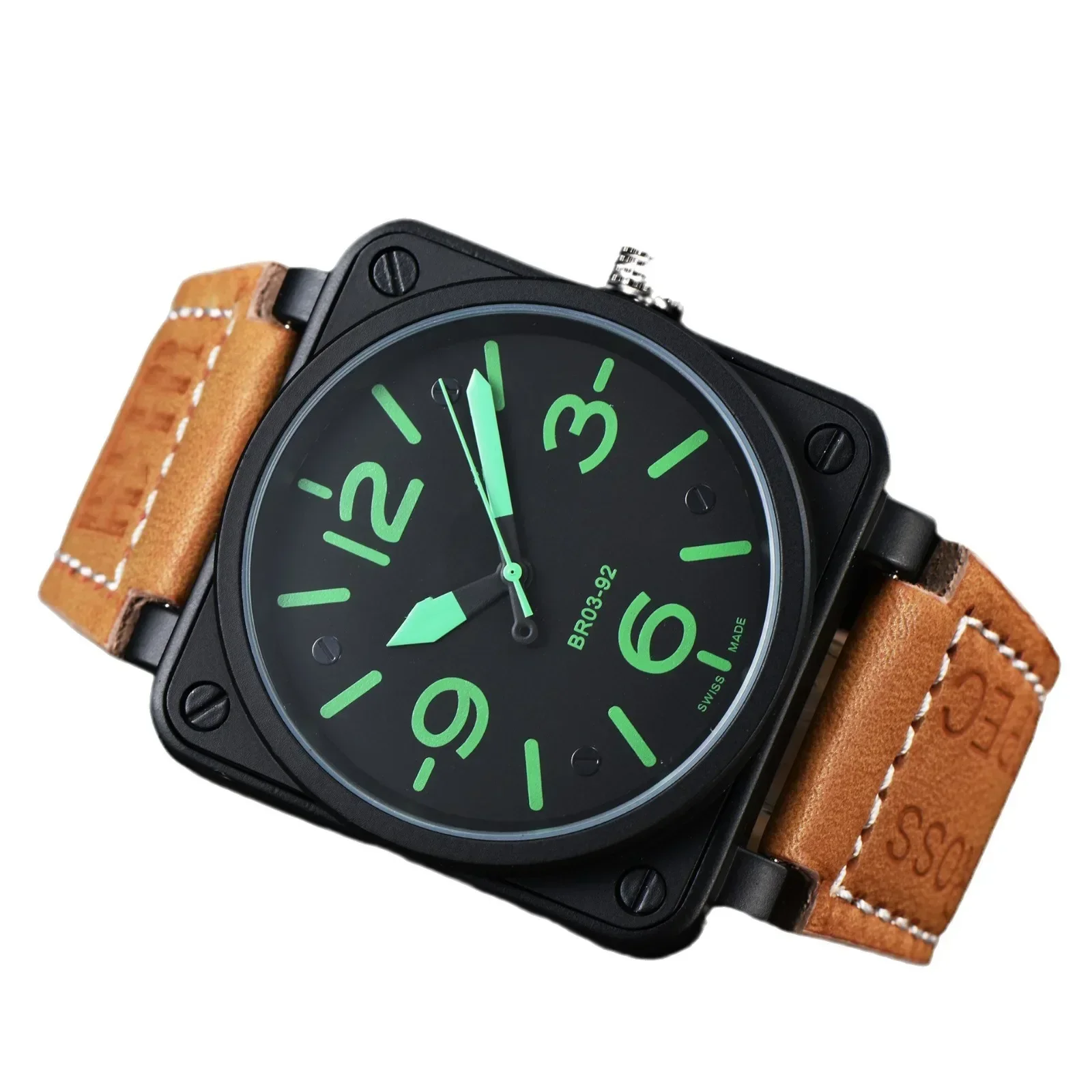 Men Automatic Mechanical Watch Bell Brown Leather Black Ross Rubber 46mm Large Dial Men for Watches - Image 5