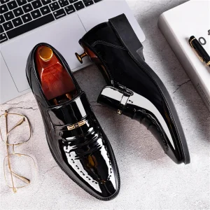Men's Dress Loafers Slip On Casual  Loafer Dress Shoes High Gloss  Perfect for Tuxedo wear - Thumbnail Image 3