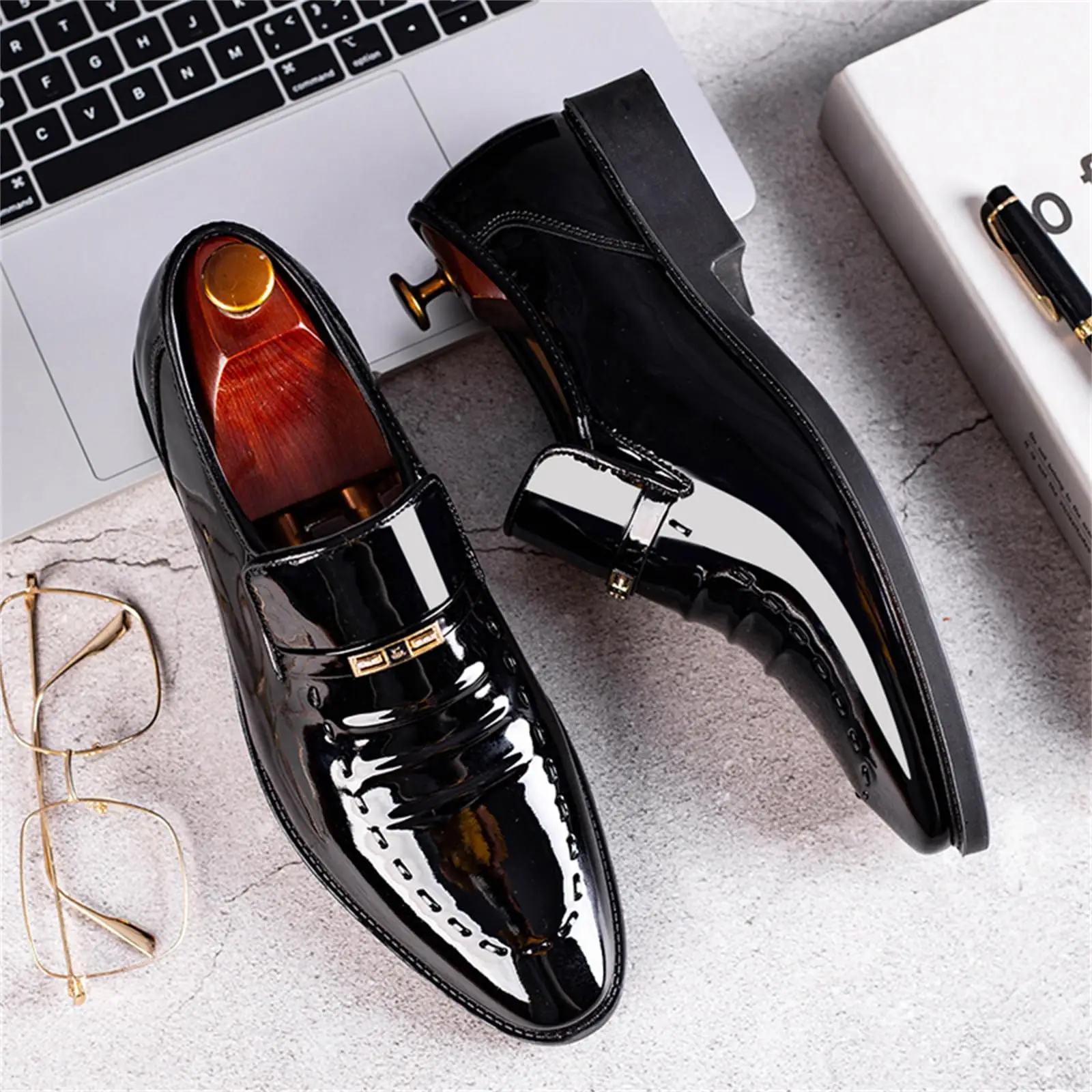 Men's Dress Loafers Slip On Casual  Loafer Dress Shoes High Gloss  Perfect for Tuxedo wear - Image 3