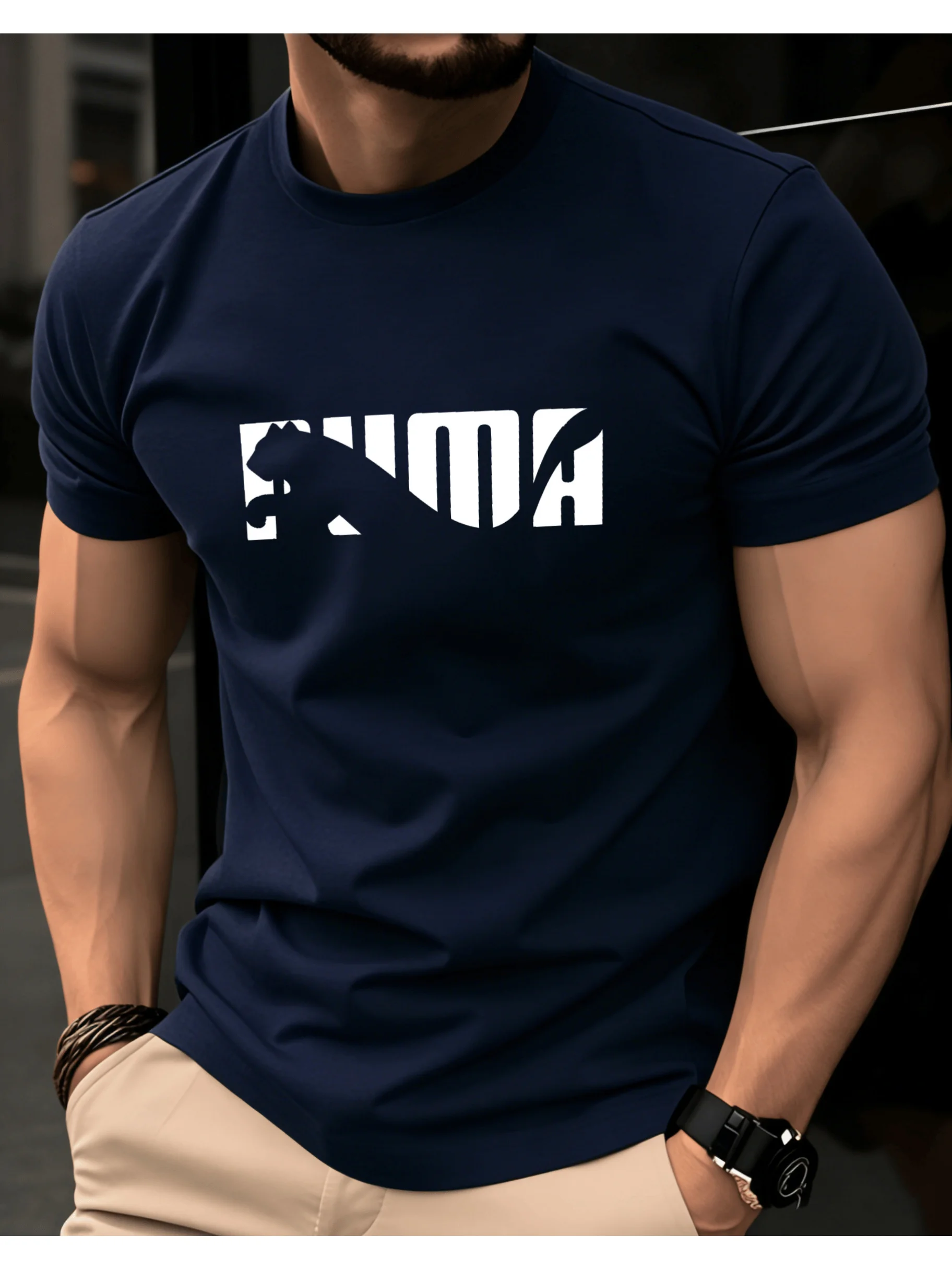 Men's Summer 100% Pure Cotton Casual Fashionable  Short Sleeved T-Shirt - Image 5