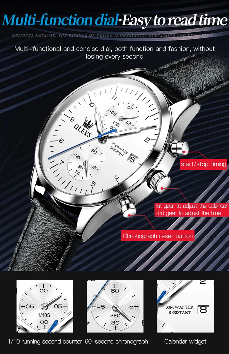 Original Men's Watches Luxury Top Brand Leather Strap Quartz Male WirstWatch Waterproof Date Business Quartz Watch for Man - Image 6