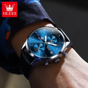 Original Men's Watches Luxury Top Brand Leather Strap Quartz Male WirstWatch Waterproof Date Business Quartz Watch for Man - Thumbnail Image 4