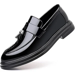 Men's Tassels High Gloss Patent Penny Loafers Fashion Formal Business Dress Shoes Shoe for Men