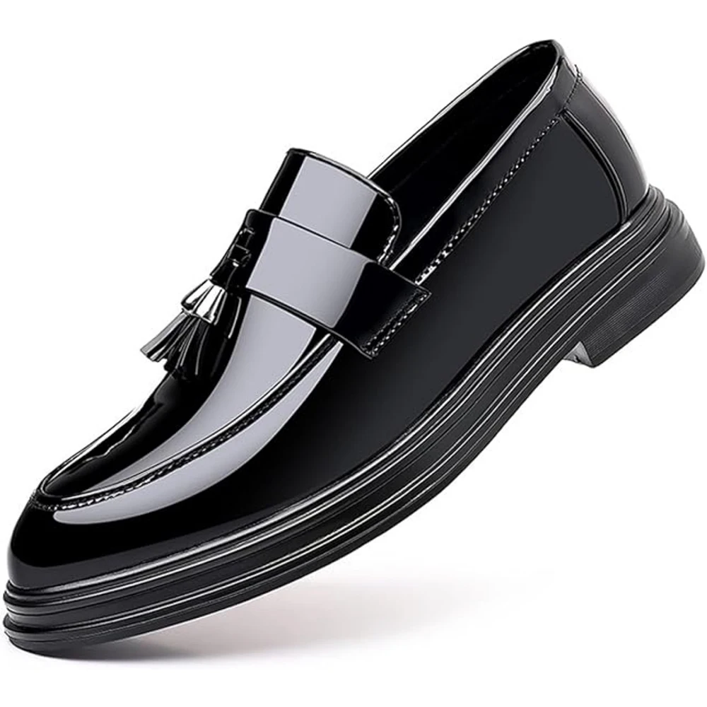 Men's Tassels High Gloss Patent Penny Loafers Fashion Formal Business Dress Shoes Shoe for Men - Image 1