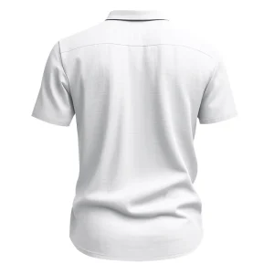 Men Slim Fit White Linen Shirt - Thumbnail Image 4