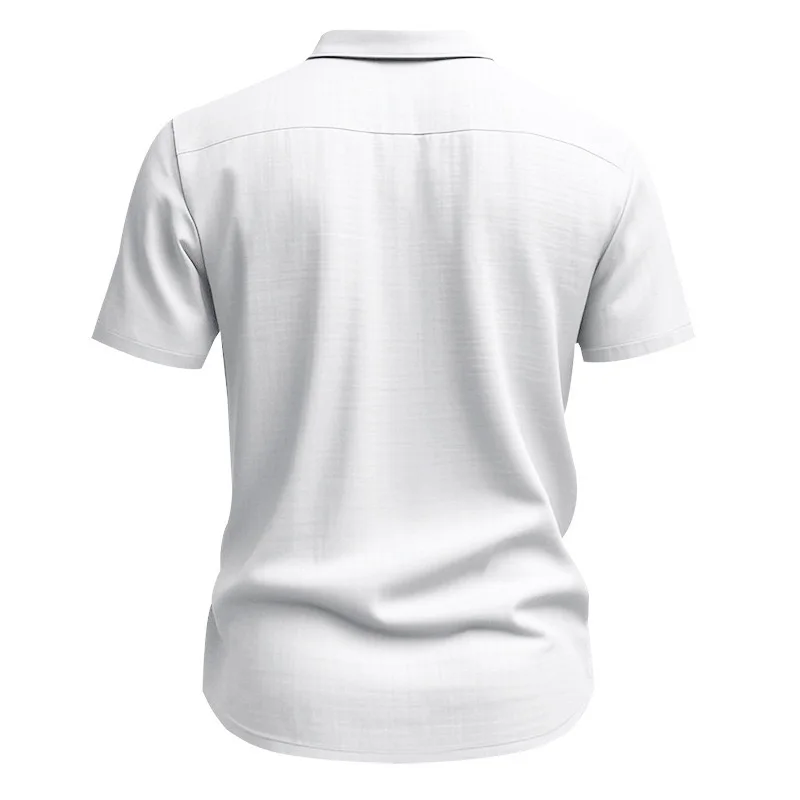 Men Slim Fit White Linen Shirt - Image 4