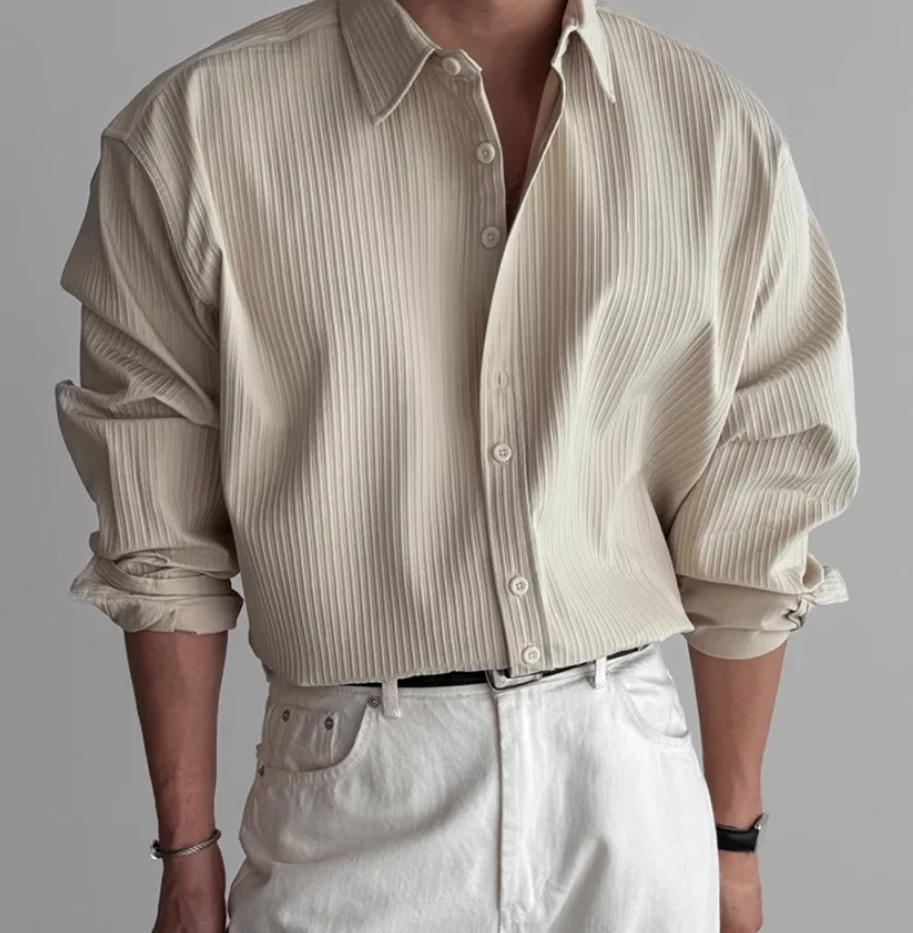 Casual Shirt for Stylish Men, Men's Wear Made of Textured Fabric High-end Quality - Image 9