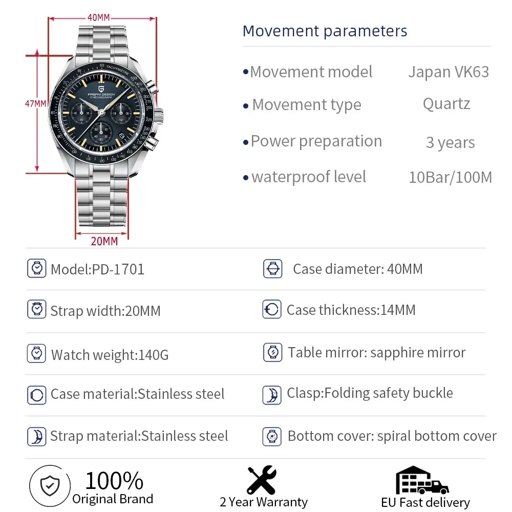 Men's Watches Luxury Chronograph Quartz Watch For Men  100M Waterproof Wristwatch 2026 - Image 6