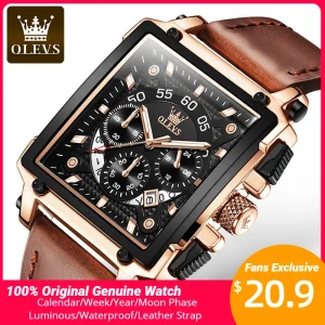 OLEVS Luxury Men Watch Waterproof Square Watch for Men