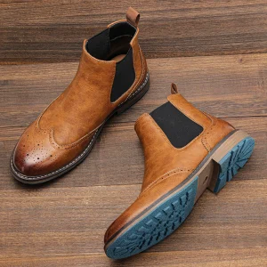 Ankle Boots Casual Brand Brogues Boots Comfortable High quality classic anti slip versatile plus size Leather Boots - Thumbnail Image 4