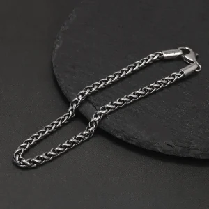 3mm 925 Sterling Silver Wheat Chain Bracelet - Thumbnail Image 5