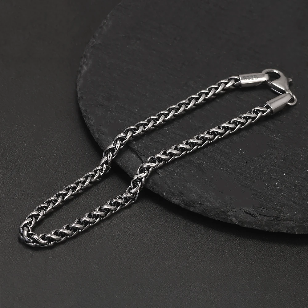3mm 925 Sterling Silver Wheat Chain Bracelet - Image 5