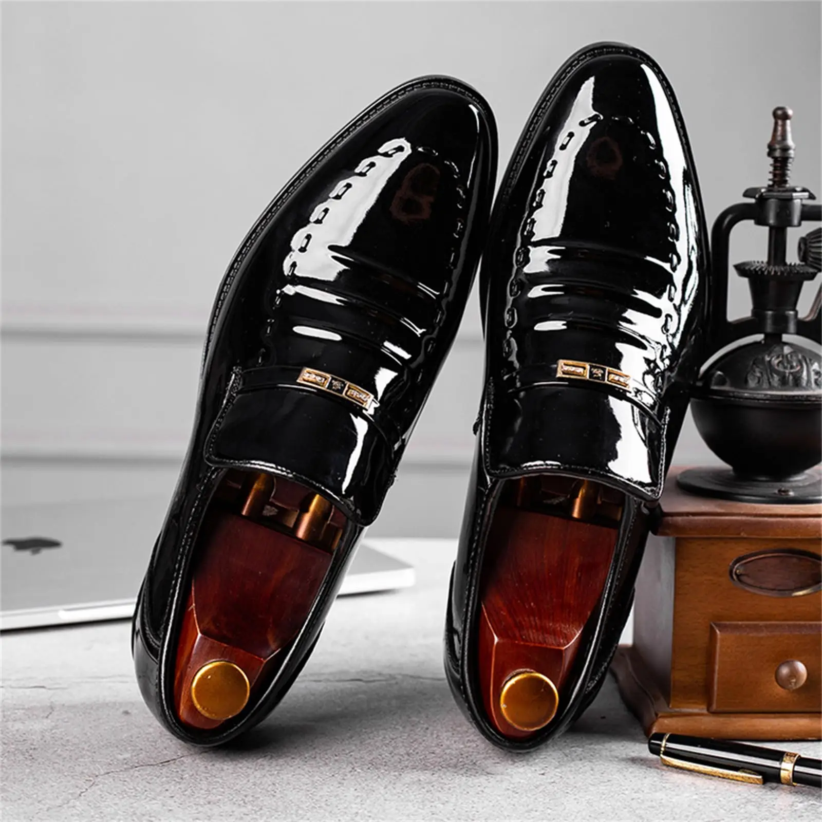 Men's Dress Loafers Slip On Casual  Loafer Dress Shoes High Gloss  Perfect for Tuxedo wear - Image 2