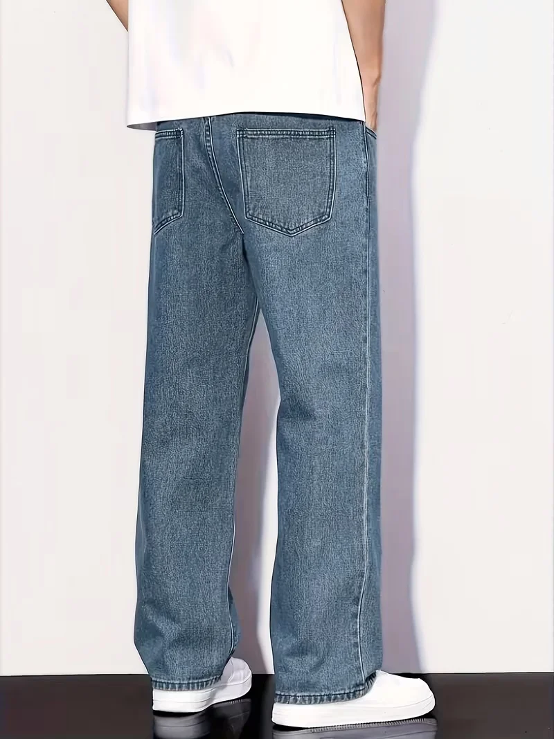 Men'S Straight Leg Denim Pants, Men'S Classic Design Jeans, Versatile for All Seasons - Image 2