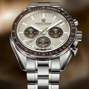 New Light Tan Retro Quartz Watch For Men Sports Chronograph