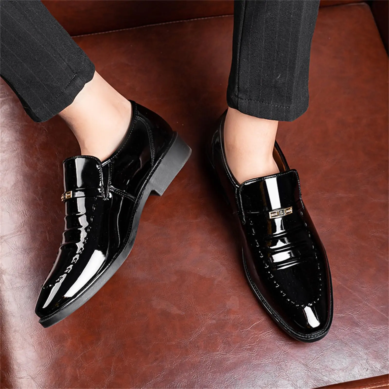 Men's Dress Loafers Slip On Casual  Loafer Dress Shoes High Gloss  Perfect for Tuxedo wear - Image 4