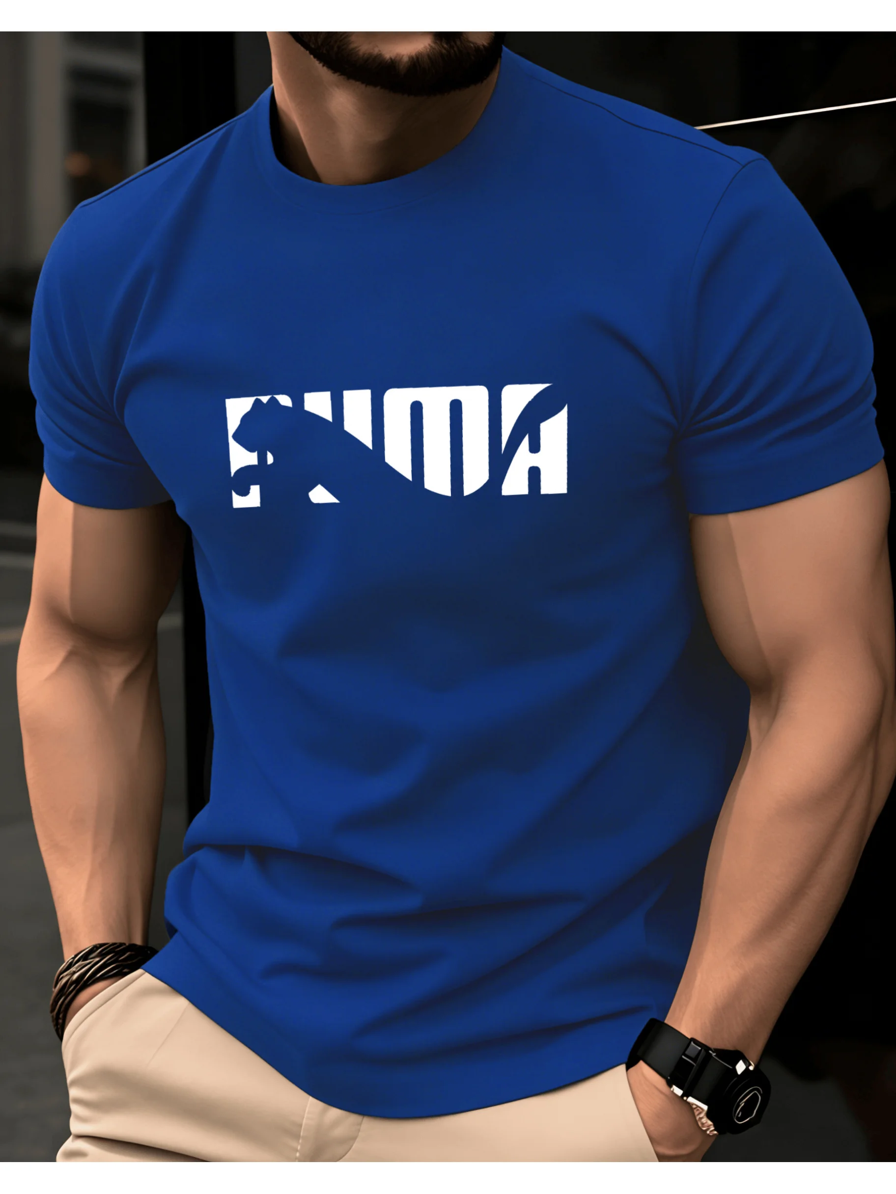 Men's Summer 100% Pure Cotton Casual Fashionable  Short Sleeved T-Shirt - Image 4