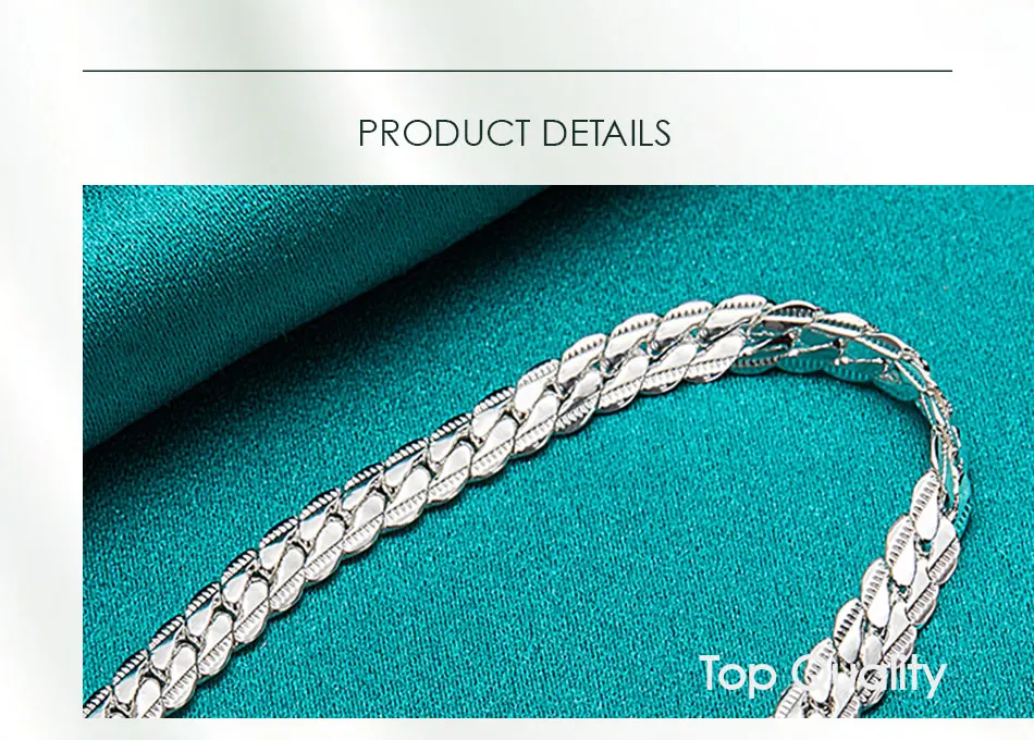 Sterling Silver 6mm Flat Side Chain Bracelet 18-20cm Adjustable Lobster Clasp - Image 8