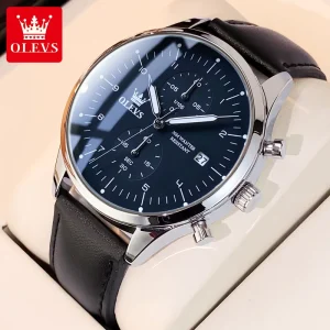 Original Men's Watches Luxury Top Brand Leather Strap Quartz Male WirstWatch Waterproof Date Business Quartz Watch for Man - Thumbnail Image 8