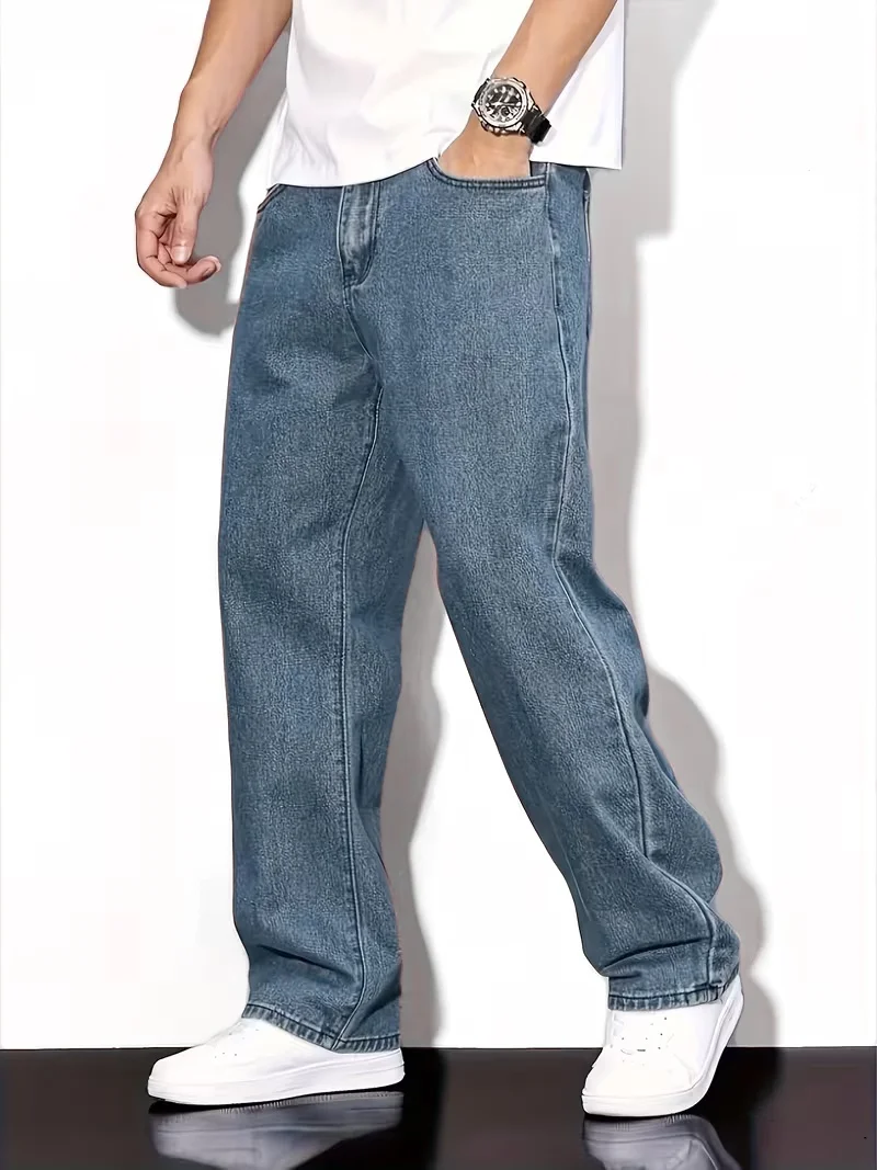 Men'S Straight Leg Denim Pants, Men'S Classic Design Jeans, Versatile for All Seasons - Image 1
