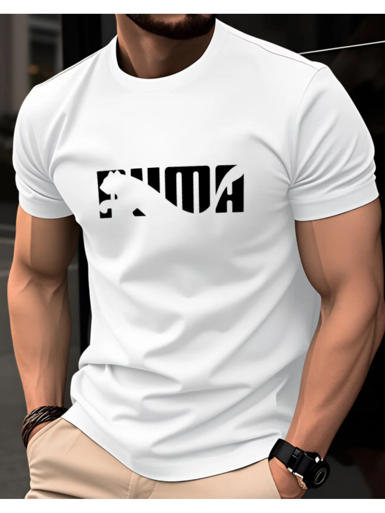 Men's Summer 100% Pure Cotton Casual Fashionable  Short Sleeved T-Shirt - Image 3