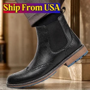 Men  Comfortable Brand  Fashion 2026 Leather Boots