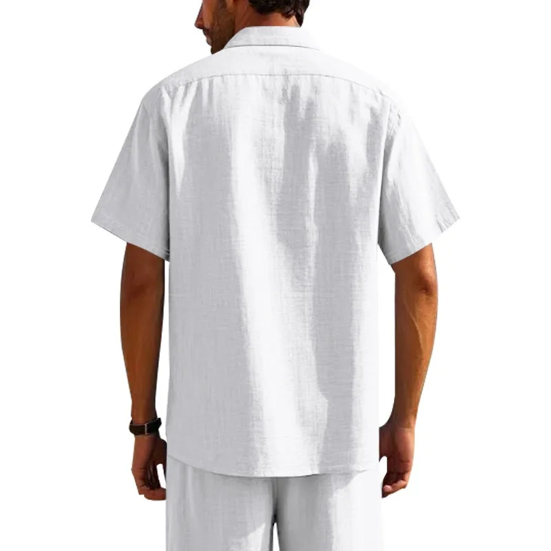 Men Slim Fit White Linen Shirt - Image 2
