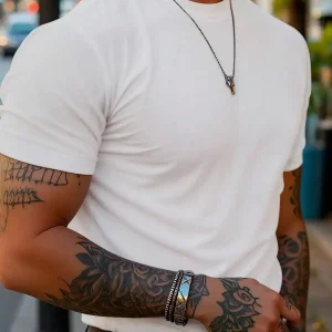 Men's Solid Color Crew Neck Short Sleeve Casual T-Shirt, Versatile For Summer Day Navy Blue - Thumbnail Image 8