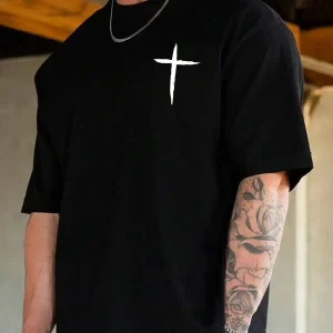 Men Plus Cross Print Tee, Cross T-Shirt, - Thumbnail Image 7