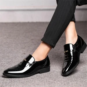 Men's Dress Loafers Slip On Casual  Loafer Dress Shoes High Gloss  Perfect for Tuxedo wear - Thumbnail Image 5