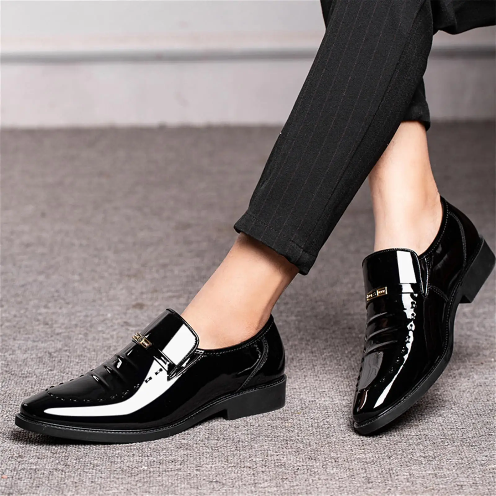 Men's Dress Loafers Slip On Casual  Loafer Dress Shoes High Gloss  Perfect for Tuxedo wear - Image 5