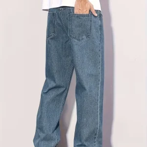 Men'S Straight Leg Denim Pants, Men'S Classic Design Jeans, Versatile for All Seasons - Thumbnail Image 5