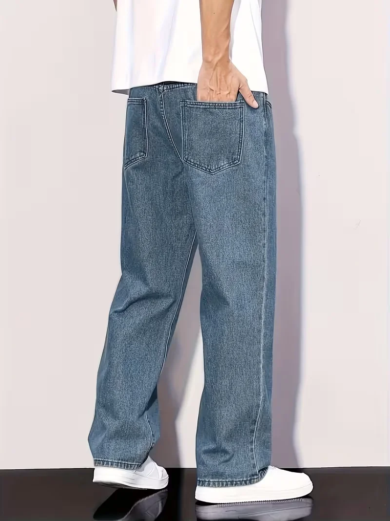 Men'S Straight Leg Denim Pants, Men'S Classic Design Jeans, Versatile for All Seasons - Image 5