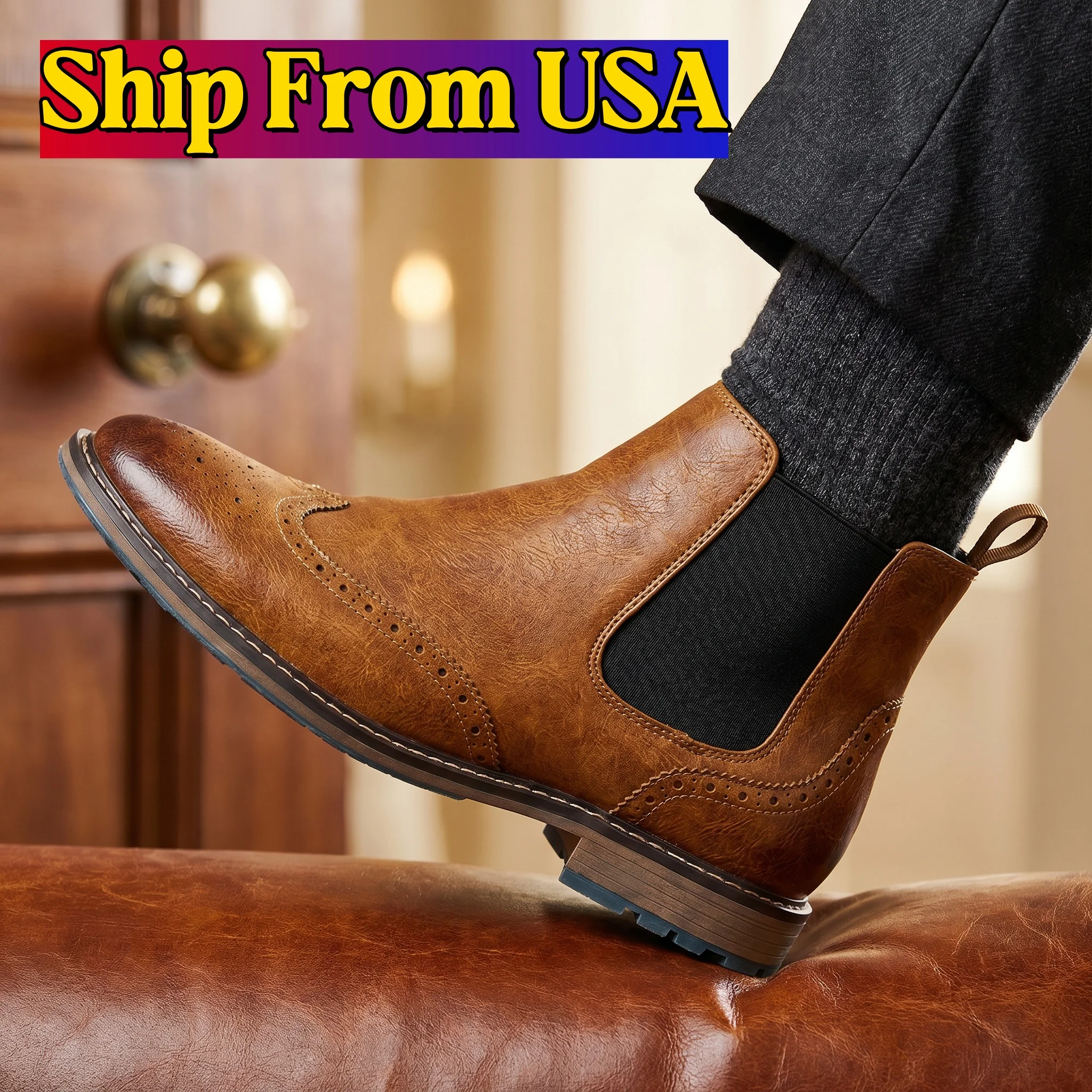 Ankle Boots Casual Brand Brogues Boots Comfortable High quality classic anti slip versatile plus size Leather Boots - Image 1