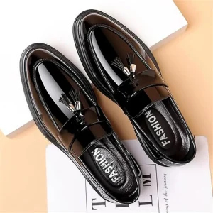 Men's Tassels High Gloss Patent Penny Loafers Fashion Formal Business Dress Shoes Shoe for Men - Thumbnail Image 6