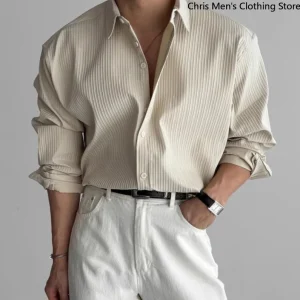 Casual Shirt for Stylish Men, Men's Wear Made of Textured Fabric High-end Quality - Thumbnail Image 3