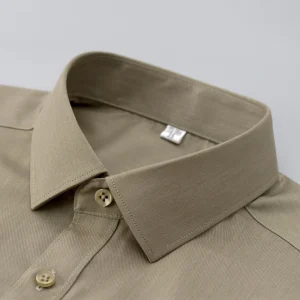 Men's Wrinkle-Free Dress Shirt Regular Fit Solid Business Formal Long Sleeve Button Up Stretch Shirts - Thumbnail Image 3