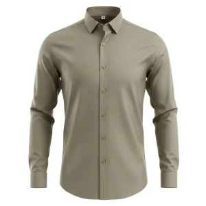 Men's Wrinkle-Free Dress Shirt Regular Fit Solid Business Formal Long Sleeve Button Up Stretch Shirts
