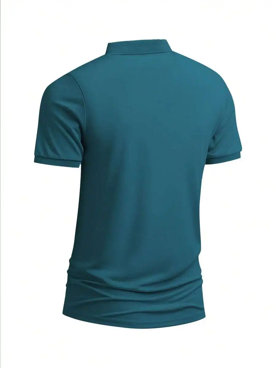 Men's Casual Breathable Plain Polo Shirt, - Image 5