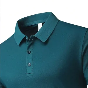 Men's Casual Breathable Plain Polo Shirt, - Thumbnail Image 4