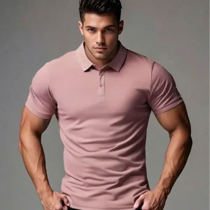 Men's Casual Breathable Plain Polo Shirt, - Thumbnail Image 8